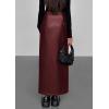 imagePRETTYGARDEN Womens Faux Leather Skirts 2025 Fall Fashion Bodycon High Waisted Slit Winter Maxi Long Pencil SkirtDark Burgundy