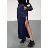 imagePRETTYGARDEN Womens Faux Leather Skirts 2025 Fall Fashion Bodycon High Waisted Slit Winter Maxi Long Pencil SkirtNavy Blue