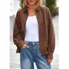 imagePRETTYGARDEN Womens Faux Suede Motorcycle Jacket Trendy Fall Fashion 2025 Oversized Zip Up Coats Winter Clothes OuterwearBrown