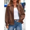 imagePRETTYGARDEN Womens Faux Suede Motorcycle Jacket Trendy Fall Fashion 2025 Oversized Zip Up Coats Winter Clothes OuterwearBrown