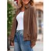 imagePRETTYGARDEN Womens Faux Suede Motorcycle Jacket Trendy Fall Fashion 2025 Oversized Zip Up Coats Winter Clothes OuterwearBrown