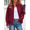 imagePRETTYGARDEN Womens Faux Suede Motorcycle Jacket Trendy Fall Fashion 2025 Oversized Zip Up Coats Winter Clothes OuterwearBurgundy