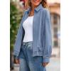 imagePRETTYGARDEN Womens Faux Suede Motorcycle Jacket Trendy Fall Fashion 2025 Oversized Zip Up Coats Winter Clothes OuterwearDusty Blue