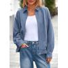 imagePRETTYGARDEN Womens Faux Suede Motorcycle Jacket Trendy Fall Fashion 2025 Oversized Zip Up Coats Winter Clothes OuterwearDusty Blue