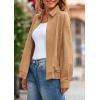 imagePRETTYGARDEN Womens Faux Suede Motorcycle Jacket Trendy Fall Fashion 2025 Oversized Zip Up Coats Winter Clothes OuterwearKhaki