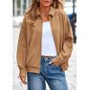 imagePRETTYGARDEN Womens Faux Suede Motorcycle Jacket Trendy Fall Fashion 2025 Oversized Zip Up Coats Winter Clothes OuterwearKhaki