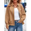 imagePRETTYGARDEN Womens Faux Suede Motorcycle Jacket Trendy Fall Fashion 2025 Oversized Zip Up Coats Winter Clothes OuterwearKhaki