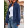 imagePRETTYGARDEN Womens Faux Suede Motorcycle Jacket Trendy Fall Fashion 2025 Oversized Zip Up Coats Winter Clothes OuterwearNavy Blue