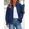 imagePRETTYGARDEN Womens Faux Suede Motorcycle Jacket Trendy Fall Fashion 2025 Oversized Zip Up Coats Winter Clothes OuterwearNavy Blue