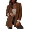 imagePRETTYGARDEN Blazers for Women 2025 Fall Work Office Suit Jackets Dressy Open Front Leopard Blazer Business Casual OutfitsBrown