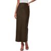 imagePRETTYGARDEN Womens Faux Leather Long Skirt 2025 Fall Trendy Clothes High Waist Dressy Casual Pencil Maxi Skirts with SlitCoffee
