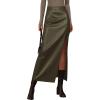 imagePRETTYGARDEN Womens Faux Leather Skirts 2025 Fall Fashion Bodycon High Waisted Slit Winter Maxi Long Pencil SkirtDark Army Green