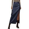 imagePRETTYGARDEN Womens Faux Leather Skirts 2025 Fall Fashion Bodycon High Waisted Slit Winter Maxi Long Pencil SkirtNavy Blue