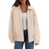 imagePRETTYGARDEN Womens Faux Suede Motorcycle Jacket Trendy Fall Fashion 2025 Oversized Zip Up Coats Winter Clothes OuterwearBeige