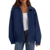 imagePRETTYGARDEN Womens Faux Suede Motorcycle Jacket Trendy Fall Fashion 2025 Oversized Zip Up Coats Winter Clothes OuterwearNavy Blue