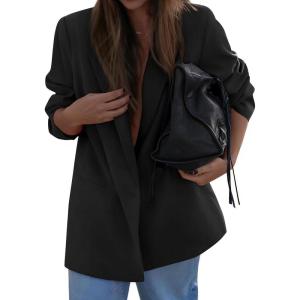 imagePRETTYGARDEN Fall 2025 Blazers for Women Business Casual Long Sleeve Lapel Pockets Dressy Suit Jackets Work Office ClothesBlack