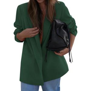 imagePRETTYGARDEN Fall 2025 Blazers for Women Business Casual Long Sleeve Lapel Pockets Dressy Suit Jackets Work Office ClothesDark Green