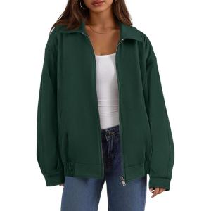 imagePRETTYGARDEN Womens Faux Suede Motorcycle Jacket Trendy Fall Fashion 2025 Oversized Zip Up Coats Winter Clothes OuterwearDark Green