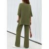 imagePRETTYGARDEN 2 Piece Lounge Sets for Women Summer 2025 Short Sleeve Tops Wide Leg Pants Matching Travel Outfits ClothingArmy Green