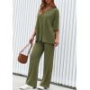 imagePRETTYGARDEN 2 Piece Lounge Sets for Women Summer 2025 Short Sleeve Tops Wide Leg Pants Matching Travel Outfits ClothingArmy Green