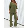 imagePRETTYGARDEN 2 Piece Lounge Sets for Women Summer 2025 Short Sleeve Tops Wide Leg Pants Matching Travel Outfits ClothingArmy Green