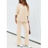 imagePRETTYGARDEN 2 Piece Lounge Sets for Women Summer 2025 Short Sleeve Tops Wide Leg Pants Matching Travel Outfits ClothingBeige