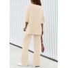 imagePRETTYGARDEN 2 Piece Lounge Sets for Women Summer 2025 Short Sleeve Tops Wide Leg Pants Matching Travel Outfits ClothingBeige