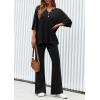imagePRETTYGARDEN 2 Piece Lounge Sets for Women Summer 2025 Short Sleeve Tops Wide Leg Pants Matching Travel Outfits ClothingBlack