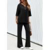 imagePRETTYGARDEN 2 Piece Lounge Sets for Women Summer 2025 Short Sleeve Tops Wide Leg Pants Matching Travel Outfits ClothingBlack