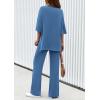 imagePRETTYGARDEN 2 Piece Lounge Sets for Women Summer 2025 Short Sleeve Tops Wide Leg Pants Matching Travel Outfits ClothingBlue