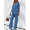 imagePRETTYGARDEN 2 Piece Lounge Sets for Women Summer 2025 Short Sleeve Tops Wide Leg Pants Matching Travel Outfits ClothingBlue