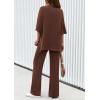 imagePRETTYGARDEN 2 Piece Lounge Sets for Women Summer 2025 Short Sleeve Tops Wide Leg Pants Matching Travel Outfits ClothingBrown