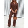 imagePRETTYGARDEN 2 Piece Lounge Sets for Women Summer 2025 Short Sleeve Tops Wide Leg Pants Matching Travel Outfits ClothingBrown