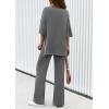 imagePRETTYGARDEN 2 Piece Lounge Sets for Women Summer 2025 Short Sleeve Tops Wide Leg Pants Matching Travel Outfits ClothingGrey