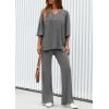imagePRETTYGARDEN 2 Piece Lounge Sets for Women Summer 2025 Short Sleeve Tops Wide Leg Pants Matching Travel Outfits ClothingGrey