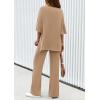 imagePRETTYGARDEN 2 Piece Lounge Sets for Women Summer 2025 Short Sleeve Tops Wide Leg Pants Matching Travel Outfits ClothingKhaki