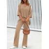 imagePRETTYGARDEN 2 Piece Lounge Sets for Women Summer 2025 Short Sleeve Tops Wide Leg Pants Matching Travel Outfits ClothingKhaki