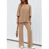 imagePRETTYGARDEN 2 Piece Lounge Sets for Women Summer 2025 Short Sleeve Tops Wide Leg Pants Matching Travel Outfits ClothingKhaki