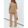 imagePRETTYGARDEN 2 Piece Lounge Sets for Women Summer 2025 Short Sleeve Tops Wide Leg Pants Matching Travel Outfits ClothingKhaki