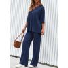 imagePRETTYGARDEN 2 Piece Lounge Sets for Women Summer 2025 Short Sleeve Tops Wide Leg Pants Matching Travel Outfits ClothingNavy