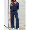 imagePRETTYGARDEN 2 Piece Lounge Sets for Women Summer 2025 Short Sleeve Tops Wide Leg Pants Matching Travel Outfits ClothingNavy
