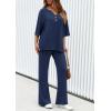 imagePRETTYGARDEN 2 Piece Lounge Sets for Women Summer 2025 Short Sleeve Tops Wide Leg Pants Matching Travel Outfits ClothingNavy