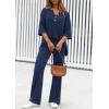 imagePRETTYGARDEN 2 Piece Lounge Sets for Women Summer 2025 Short Sleeve Tops Wide Leg Pants Matching Travel Outfits ClothingNavy