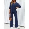 imagePRETTYGARDEN 2 Piece Lounge Sets for Women Summer 2025 Short Sleeve Tops Wide Leg Pants Matching Travel Outfits ClothingNavy