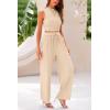 imagePRETTYGARDEN 2 Piece Sets for Women 2025 Summer Sleeveless Tank Ribbed Travel Beach Vacation Spring Lounge Wear OutfitsApricot