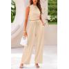imagePRETTYGARDEN 2 Piece Sets for Women 2025 Summer Sleeveless Tank Ribbed Travel Beach Vacation Spring Lounge Wear OutfitsApricot