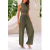 imagePRETTYGARDEN 2 Piece Sets for Women 2025 Summer Sleeveless Tank Ribbed Travel Beach Vacation Spring Lounge Wear OutfitsArmy Green