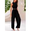 imagePRETTYGARDEN 2 Piece Sets for Women 2025 Summer Sleeveless Tank Ribbed Travel Beach Vacation Spring Lounge Wear OutfitsBlack