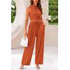 imagePRETTYGARDEN 2 Piece Sets for Women 2025 Summer Sleeveless Tank Ribbed Travel Beach Vacation Spring Lounge Wear OutfitsBrick Red