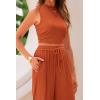 imagePRETTYGARDEN 2 Piece Sets for Women 2025 Summer Sleeveless Tank Ribbed Travel Beach Vacation Spring Lounge Wear OutfitsBrick Red